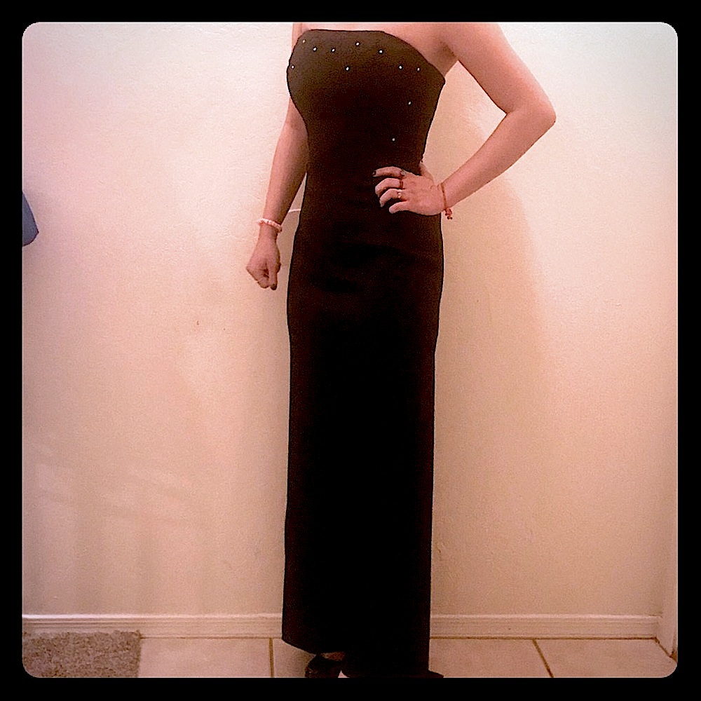 Beautiful Black Gown with Crystal accents No Flaws